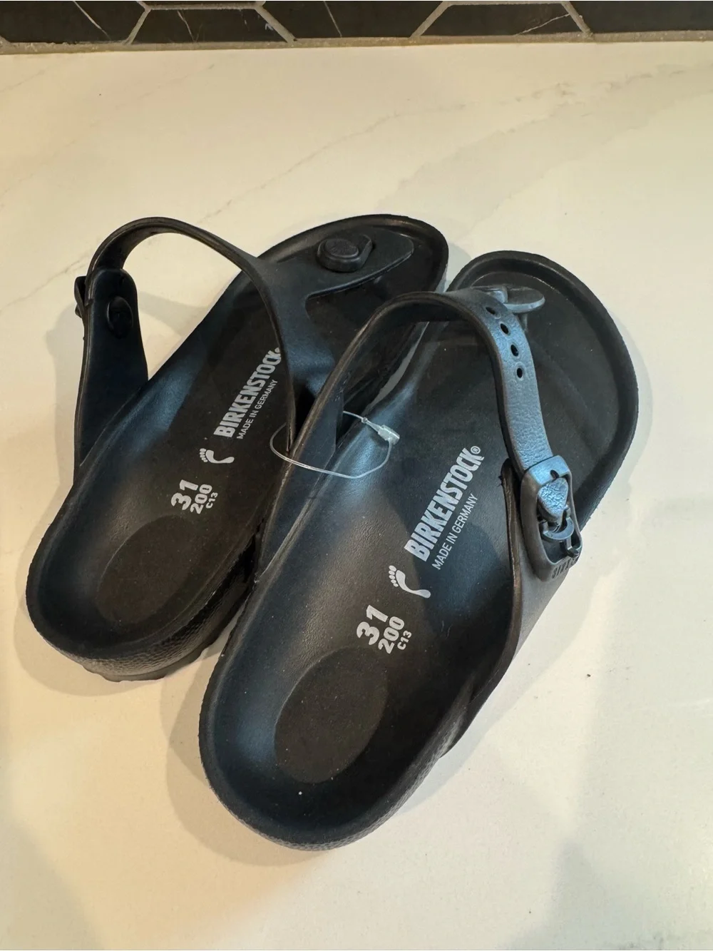 Birkenstock Kids Black EVA Gizeh Style Thong Sandals